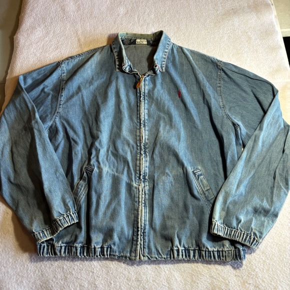Polo Ralph Lauren Other - Vintage Polo Ralph Lauren Denim Harrington Jacket XL Blue Made in USA 90s Pony